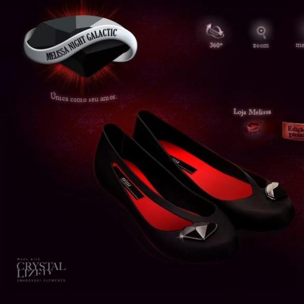 Melissa Night Galactic Crystalized Swarowski Element Rubber Black Flats Shoes